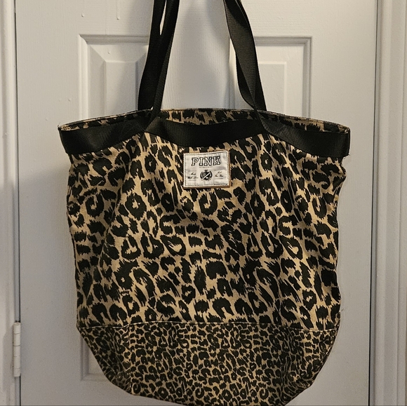 Vintage PINK by Victoria’s Secret Large Leopard Weekender Canvas Tote Bag - Picture 6 of 16
